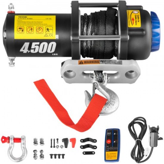 Buy Synthetic Rope Electric Winch 12V Remote Control 4700 lbs ATV Trailer Winch IP67 Electric with Precision CNC 3 Stage Planetary Gear 32 x12.5 x12.4 cm