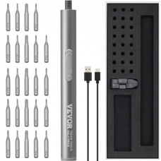 VEVOR Mini Destornillador Inalámbrico con Fuego de 24 Puntas de Destornillador Eléctrico Recargable Par Máximo Eléctrico de 0,3 Nm Manual de 3 Nm Velocidad de 170 rpm para Reparación de Gafas PC