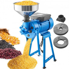 Molino Maíz Eléctrico de Cereales Seco y Húmedo 2 en 1 Molino de Grano Comercial Molino de Harina con 1 Muela de Acero y 1 Muela Abrasiva