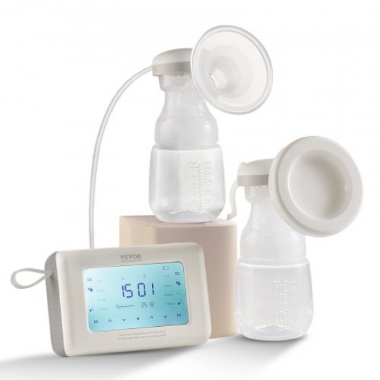 Buy Single/Double Electric Breast Pump Adjustable 4 Modes 9/15 Levels Reciprocating Piston Pump Anti-Reflux Suction 300mmHg 18/22mm Chest Straps for Breastfeeding Travel Home