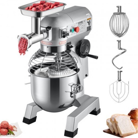 Kaufen Sie Kommerzieller Lebensmittelmixer, 304 Edelstahl und Kohlenstoffstahl, kommerzieller Standmixer, 20 Qt, elektrischer Mixer zum Mischen von Sahne, Gemüse, Füllungen, Teig und Mahlen von Fleisch, 265 lbs/h