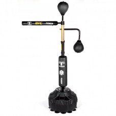 Saco Boxeo Pie con Bolas de Velocidad, Boxeo con Barra Giratoria 60 cm 360°, Saco de Boxeo de Pie con Un Par de Guantes de Boxeo, Tamaño Base 33x50 cm Altura Total 1,2-1,9 m (Negro 2 Bola)
