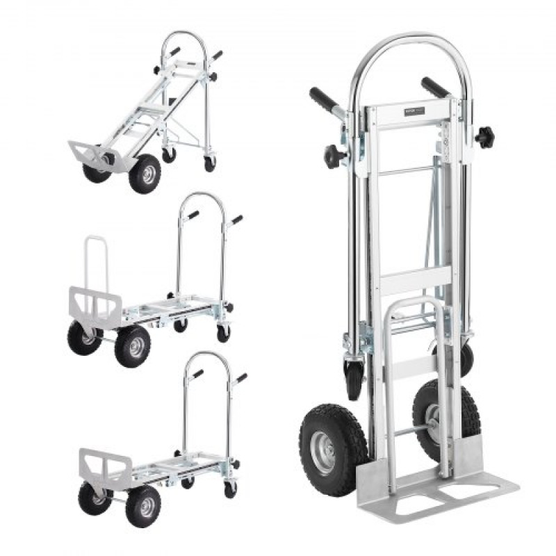 Carretilla de mano de aluminio VEVOR, carrito plegable 4 en 1, capacidad de 1000 libras, resistente