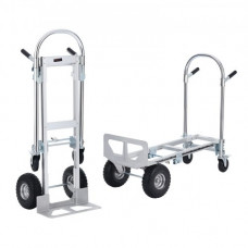 VEVOR Carretilla de mano plegable de aluminio Carretilla de mano 2 en 1 Carro de manipulación móvil Carga 454 kg Carretilla de mano convertible en carro de plataforma Ruedas de goma de PU