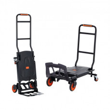 VEVOR Carretilla de Mano Plegable de Aluminio Carro de Mano 2 en 1 Carretilla de Transporte Plegable con Plataforma Carga de 136 kg Ruedas de Goma para Transporte de Mercancías de Almacén Supermercado