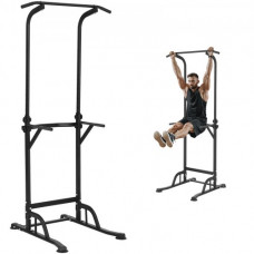 VEVOR Silla Romana, Barra de Dominadas de Pie Ajustable en Altura de 10 Niveles 150 Kg Equipo de Entrenamiento de Fuerza Multifunción con 4 Cubiertas de Pies de Succión, Estación de Inmersiones Fitnes