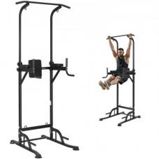 VEVOR Silla Romana, Barra de Dominadas de Pie Ajustable en Altura de 10 Niveles 200 Kg, Equipo de Entrenamiento de Fuerza Multifunción con Respaldo y Coderas, Estación de Inmersión Fitness, Gimnasio