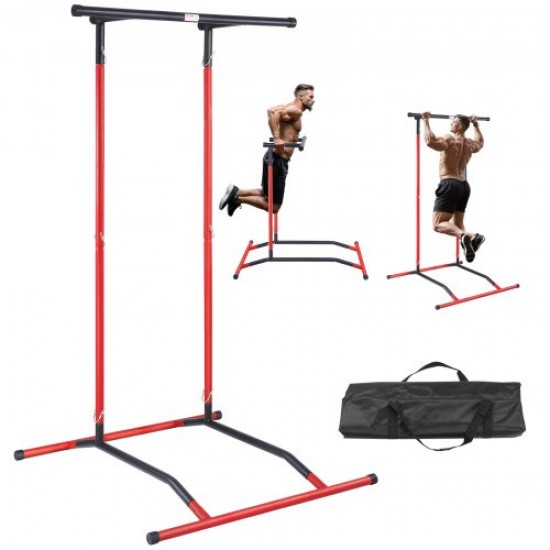 Comprar Barra de dominadas de pie, estación de inmersión altura ajustable de 2 niveles carga de 100kg equipo de entrenamiento de fuerza multifunción, torre de potencia para fitness, culturismo en casa