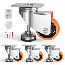 VEVOR Ruedas niveladoras, juego de 4, capacidad de carga total de 720 libras, 3 pulgadas de diámetro, ruedas giratorias de 360 ​​grados, ruedas ajustables con pies para banco de trabajo, máquina, equi