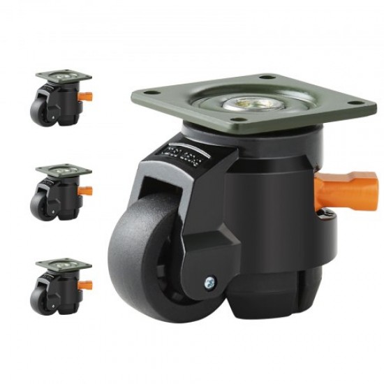 Buy Leveling Casters 4 Pieces Swivel Casters 50.8 mm Total Load 500 kg Heavy Duty with Improved Handle Design, 360 Degree Swivel Casters, Adjustable with Feet for Workbench