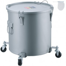 VEVOR Recolector de aceite y grasa usados ​​sobre ruedas 30L, Tambor de recolección de aceite para freidora de acero al carbono, Depósito de aceite con tapa, Clips de bloqueo, Bolsa de filtro, Gris