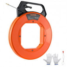 VEVOR Carrete de Cinta para Peces Longitud de 30,5 m Diámetro de 4,5mm Extractor de Alambre de Fibra de Vidrio Cinta de Pescar con Carcasa y Mango Herramientas de Pesca de Alambre con Caja de Plástico