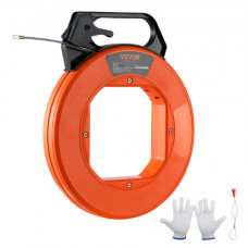 VEVOR Carrete de Cinta para Peces Longitud de 38,1 m Diámetro de 6,35 mm Extractor de Alambre PET Cinta de Pescar con Carcasa y Mango Herramientas de Pesca de Alambre Flexible con Caja de Plástico