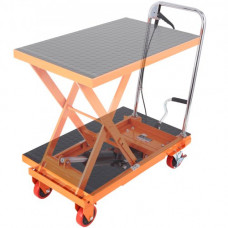VEVOR Carro Hidráulico de Mesa Elevadora Capacidad de Carga de 230 kg Elevador Manual de Tijera Simple Altura de Elevación de 720 mm 4 Ruedas Cojín Antideslizante para Manipulación Transporte, Naranja