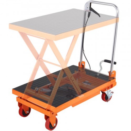 Comprar Carro Hidráulico de Mesa Elevadora Capacidad de Carga de 150 kg Elevador Manual de Tijera Simple Altura de Elevación de 720 mm 4 Ruedas Cojín Antideslizante para Manipulación Transporte, Naranja