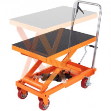 VEVOR Mesa Elevadora Hidráulica Carro Capacidad de Carga 500 kg Elevador Manual de Tijera Simple Altura de Elevación 900 mm 4 Ruedas Cojín Antideslizante para Manipulación Transporte