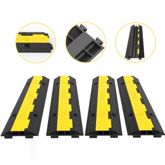 Koop Kabelbescherming oprit Kabelkanaal 4 stuks 2 manieren Vloerkabeldoorvoer 3,2x3,1cm Rubber en PVC kabelbeschermer