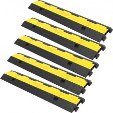 Rampa de Protección de Cable Canaleta Para Cable 5 Piezas 2 Vías Canaleta Pasacables de Suelo 3,2x3,1cm Protector de Cables Caucho y Pvc