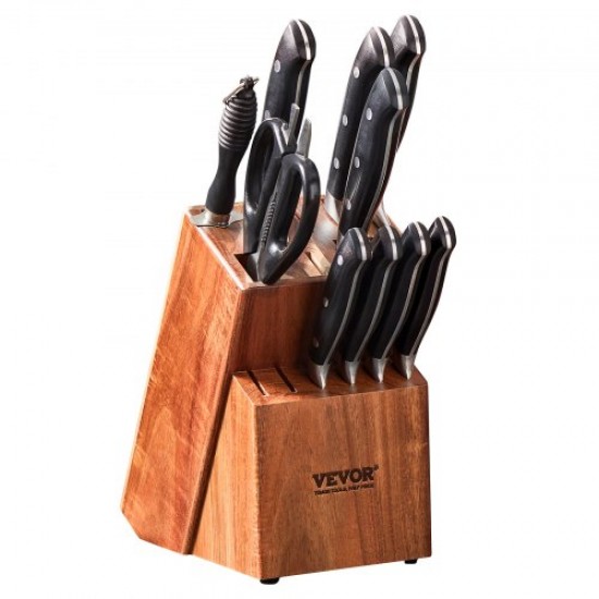 Buy Empty Universal Knife Block, 15 Slots, Acacia Wood Knife Rack, Knife Holder for Easy Storage of Multiple Knives, Restaurant without Knives