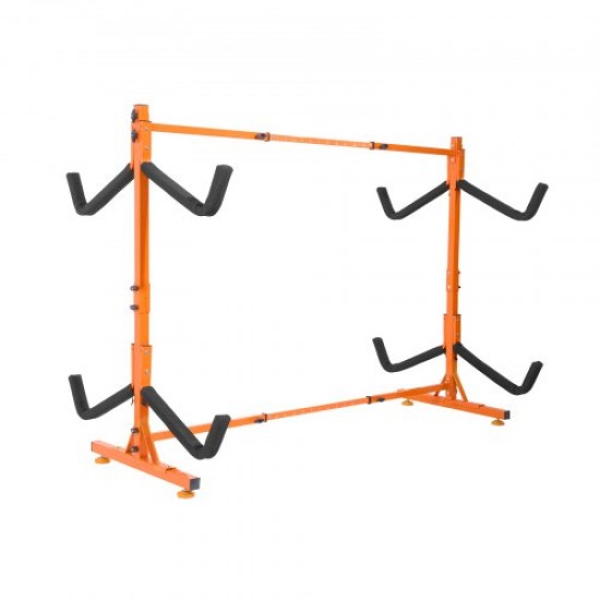 VEVOR Soporte para Kayak Independiente, 4 Piezas de Capacidad, Porta Kayak, Remo para Canoa, Soporte para Tabla de Remo de Acero Resistente con Brazos Acolchados, Ancho Ajustable, Carga 100 kg