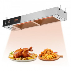 VEVOR Calentador de Bandeja de Patatas Fritas de Acero Inoxidable Lámpara de Calentador de Alimentos con Tira Comercial 750 W Estación Dispensadora de Luz de Calor Eléctrica para Buffet, Restaurante