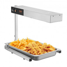 VEVOR Calentador de Bandeja de Patatas Fritas de Acero Inoxidable Lámpara de Calentador de Alimentos con Tira Comercial 750 W Estación Dispensadora de Luz de Calor Eléctrica 40-50 °C para Restaurante