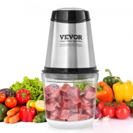 Buy Multifunctional Electric Chopper 400 W Meat Grinder with 600 mL 2.5 Cup Glass Bowl Stainless Steel Blade with 4 Fins 2 Speeds for Fruits Vegetables Meat Baby Food