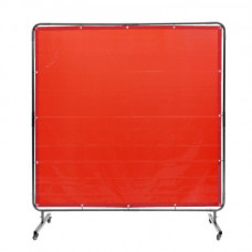 VEVOR Cortina de Soldadura con Marco, 1,8x1,8 m Pantalla de Protección de Soldadura de Vinilo Ignífugo con 4 Ruedas Giratorias 2 Bloqueables, Cortina Móvil Profesional para Taller, Industria, Rojo