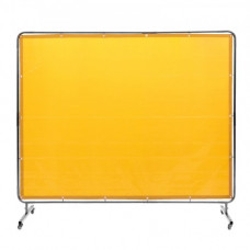 VEVOR Cortina de Soldadura con Marco 1,8x2,4m Pantalla de Protección de Soldadura de Vinilo Ignífugo con 4 Ruedas Giratorias 2 con Cerradura, Cortina Móvil Profesional para Taller, Industria, Amarillo