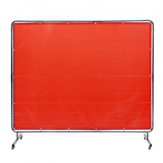 Comprar Cortina de Soldadura con Marco, 1,8x2,4m Pantalla de Protección de Soldadura de Vinilo Ignífugo con 4 Ruedas Giratorias 2 Bloqueables, Cortina Móvil Profesional para Taller, Industria, Rojo