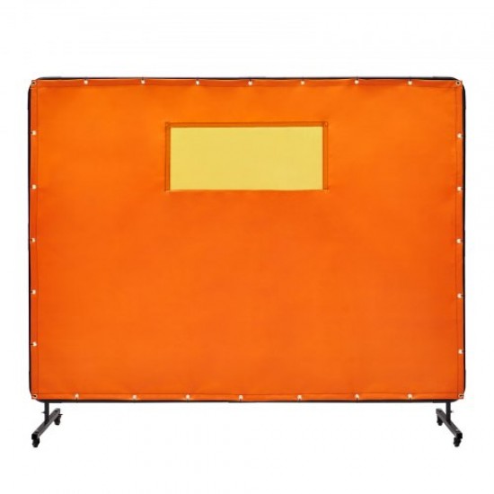 Comprar Cortina de Soldadura con Marco, 1,8x2,4 m, Vinilo Ignífugo, Cortina Protectora para Soldadura con 4 Ruedas Giratorias (2 con Cerradura), Ventana Transparente para Taller, Industria, Naranja