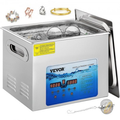 Limpiador Ultrasónico Digital 15 L, Máquina de Limpieza de Joyas 360 W, Acero Inoxidable SUS 304 Limpiador Ultrasónico Profesional 36 KHz ~ 40 KHz con 6 Transductores Avanzados para Industria