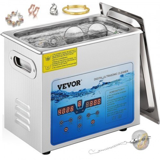 Buy Digital Ultrasonic Cleaner 6L, 180W Jewelry Cleaning Machine, SUS 304 Stainless Steel Professional Ultrasonic Cleaner 36KHz~40KHz with 3 Advanced Transducers for Industrial