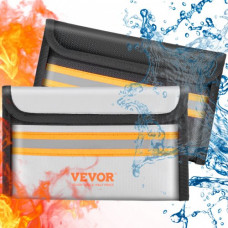 VEVOR Bolsa de Archivo Ignífugo Portátil 20,5 x 12 cm Bolsa para Documentos a Prueba de Fuego hasta 1093 °C Estuche de Documentos Ignífugo e Impermeable con Cremallera de Velcro para Objetos de Valor