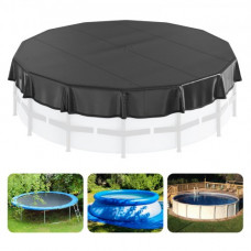 VEVOR Cubierta Redonda para Piscina 4,57m Cubierta de Seguridad para Piscina Elevada Cobertor de Seguridad de Invierno de PVC Impermeable Resistente al Sol con Cordón para Protección de Piscina, Negro