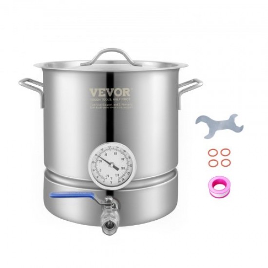 Buy Beer Fermenter 19L Stainless Steel Beer Fermentation Tank 3-Layer Pot Base Professional Brewing Kit with Thermometer Ball Valve Lid Handles Brewery