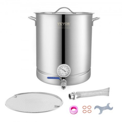 VEVOR Fermentador de Cerveza Tanque de Fermentación de Cerveza de Acero Inoxidable 60,6 L Base de Olla de 3 Capas Kit de Preparación Profesional con Termómetro Válvula de Bola Asas de Tapa Cervecería