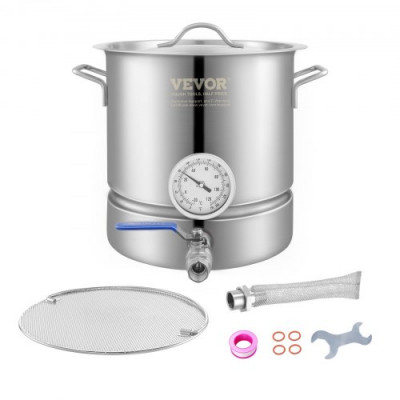 VEVOR Fermentador de Cerveza Tanque de Fermentación de Cerveza de Acero Inoxidable de 19 L Kit de Elaboración de Base de Olla de 3 Capas con Termómetro Válvula de Bola Mango de Tapa Filtración Doble