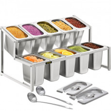 VEVOR Organizador de condimentos extensible para especias inclinado 2 niveles con 10 1/9 sartenes