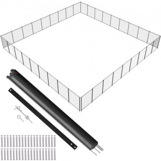 VEVOR Valla para Piscina, Barrera para Piscina Enterrada 1,21x32,91 m Valla de Seguridad Plegable Desmontable Varilla de Aluminio Tejido de Malla de PVC Teslin 340 g/m² para Protección Niños Mascotas