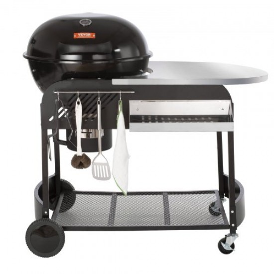 Kaufen Sie Tragbarer 21-Zoll-Holzkohlegrill, Propangasgrills mit Abdeckung und Wagen, Eisen-BBQ-Grill, freistehender Räucherofen für Kochen im Freien, Camping, Picknick, Terrasse, Schwarz