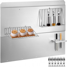 Panel antisalpicaduras de acero inoxidable 914 x 860mm Protector en el frente de la cocina 2 x Estante de almacenamiento 1 x Estante para cocina