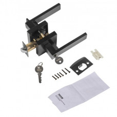 VEVOR Manija de Puerta con Palanca 1 Unidad Perilla de Entrada Negra Juego de Palanca de Bloqueo con Cerradura y Llave Palanca de Puerta Cuadrada Contemporánea Reversible Rotación de 45° para Puerta