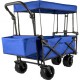 Kaufen Sie Klappbarer Garten-Strandtransportwagen mit abnehmbarer Markise, klappbarer Campingwagen mit 4 Rädern, Abmessung 92,7 x 54,3 x 98,5 cm, zusammengeklappter Outdoor-Wagen von 98,5 x 52 x 17,8 cm