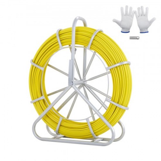 Comprar Fita de fibra de vidro Cabo de 150 m com 7,9 mm de diâmetro Extrator de cabo elétrico Carretel de conduíte de agulha Suporte de aço 3 cabeças extratoras para duto não condutor de parede