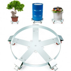VEVOR Carro Porta Bidones 250 L Capacidad de Carga de 567 kg Plataforma Rodante con 5 Ruedas Giratorias Base de Acero con Rodillos Manipulación de Bidones de Herramientas para Almacenes Fábricas