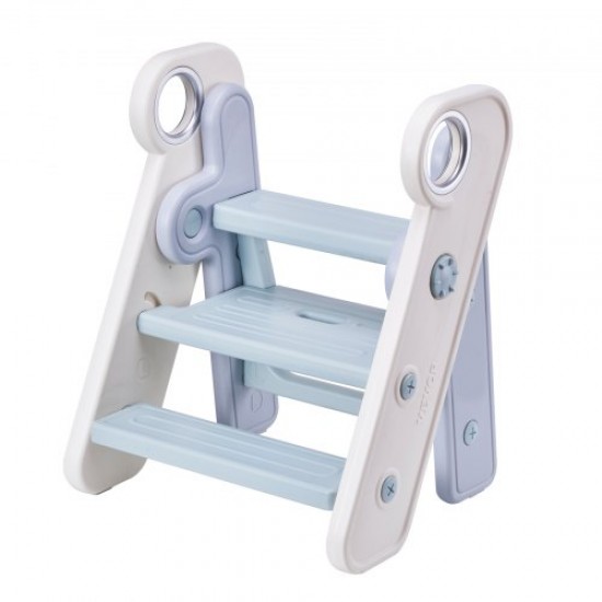 VEVOR Taburete con Escalón para Niños Plegable Ajustable de 3 a 2 Escalones Azul