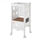 VEVOR Torre de Observación para Niños Carga de 56,75 kg Torre de Aprendizaje Montessori Plegable Madera Maciza Red de Seguridad de 3 Alturas para Niños Pequeños, Dormitorio, Baño, Mostrador, Blanco