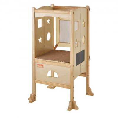 VEVOR Torre de Observación para Niños Carga de 56,75 kg Torre de Aprendizaje Montessori Plegable Madera Maciza Red de Seguridad de 3 Alturas para Niños Pequeños, Dormitorio, Baño, Mostrador de Cocina