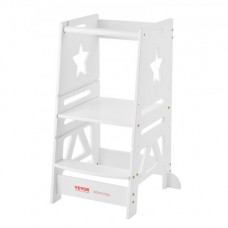VEVOR Torre de Observación para Niños Carga de 158,9kg Torre de Aprendizaje Montessori de Bambú 3 Alturas con Barandilla de Seguridad para Niños Pequeños, Dormitorio, Baño, Mostrador de Cocina, Blanco